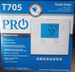 PRO1 T705 Programmable Thermostat Digital Display Push Button White 7-DAY 5-1-1. Fixed Price $35.00.