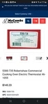 5300-735 Robertshaw Commercial Cooking Oven Electric Thermostat 46-1055. Fixed Price $120.00.