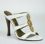 $790 New Bottega Veneta Leather Heel Sandal W/gold Chain Jewel White 170081 9000. Fixed Price $169.99.