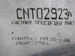 Trane CNT02923 Control Pressure, Open 155PSI, Close 275PSI Fan Cycling. Fixed Price $80.00.