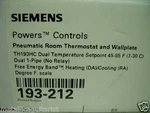 Siemens Pneumatic Room Thermostat 193-212 TH193HC New. Fixed Price $49.00.