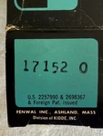 Fenwal 17152-0 Thermoswitch Control 171000 25A 120VAC 12.5A 240VAC New, Complete. Fixed Price $81.00.