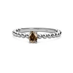 Oval Cut Smoky Quartz Bubble Solitaire Promise Ring 0.42 Ct 14K Gold JP:163109. Fixed Price $398.67.