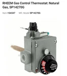 Rheem AP14270G Gas Control Thermostat, Natural Gray 12.7X7.5X6.6 Inches. Fixed Price $87.50.