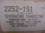 * Robertshaw Temperature Transmitter T150-1054 ... ZD-28. Fixed Price $79.99.