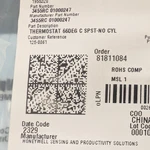 New, Honeywell, 3455RC 01000247, Thermostat 66DEG Spst-no Cyl. Fixed Price $21.00.