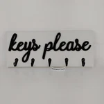 Off White & Black Wooden Key Please Wall Mount Holder/organizer With 5 Hooks. Fixed Price $41.34.